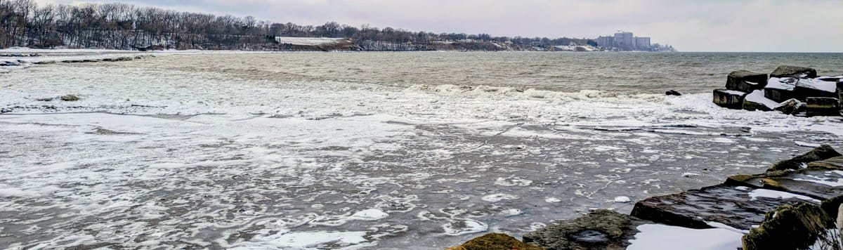 Lake Erie, frozen in winter. 